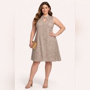 Cato Sleeveless Taupe Leopard Print Shift Dress Sz 26/28